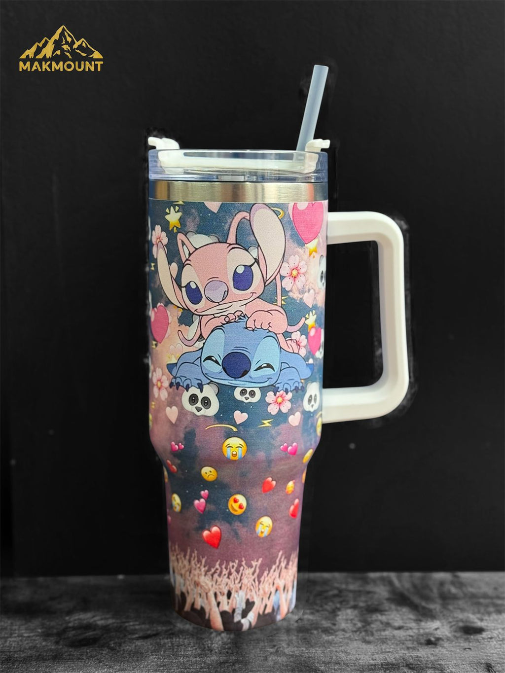 40oz Stainless Steel Tumbler with Handle & Straw – Insulated Travel Mug, Stanley Dupe Quality