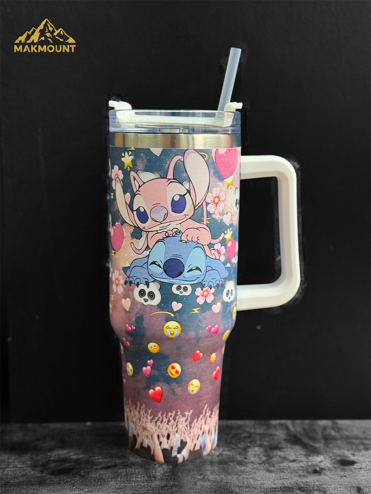 40oz Stainless Steel Tumbler with Handle & Straw – Insulated Travel Mug, Stanley Dupe Quality