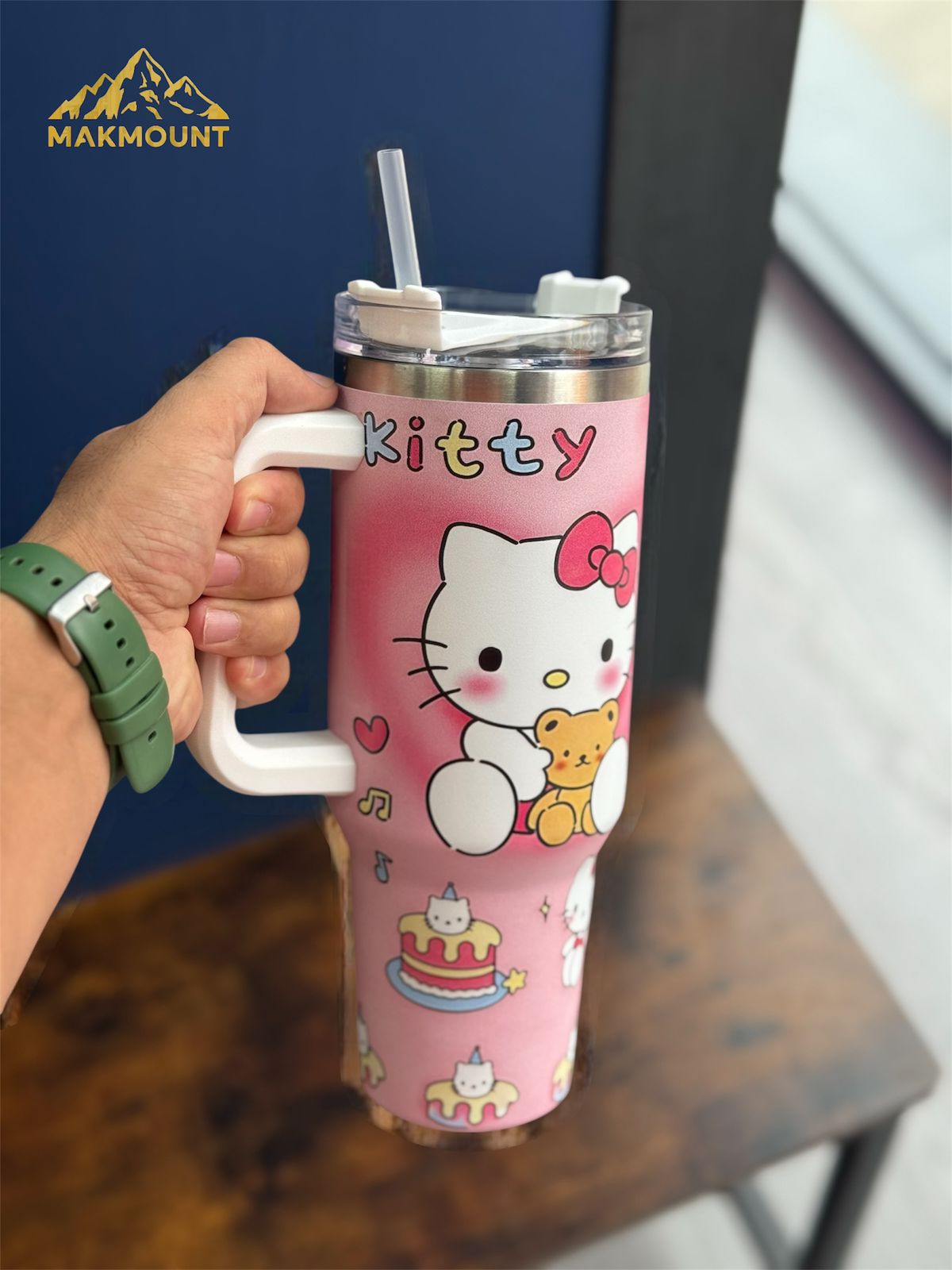 40oz Stainless Steel Tumbler with Handle & Straw – Insulated Travel Mug, Stanley Dupe Quality