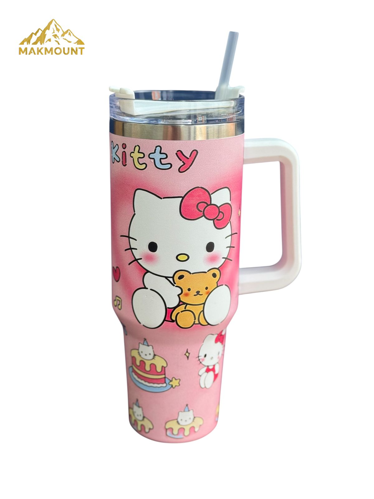 40oz Stainless Steel Tumbler with Handle & Straw – Insulated Travel Mug, Stanley Dupe Quality