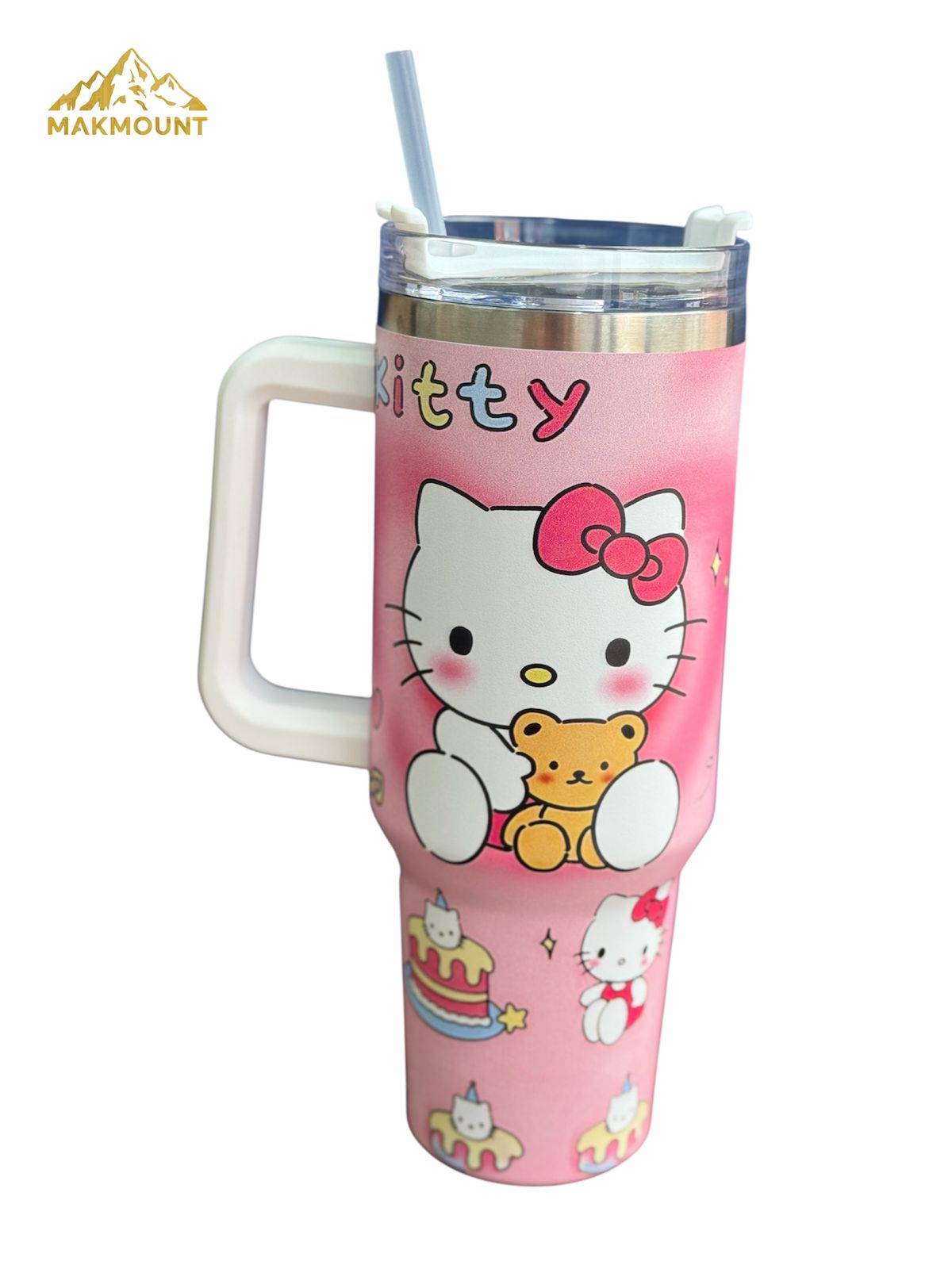 40oz Stainless Steel Tumbler with Handle & Straw – Insulated Travel Mug, Stanley Dupe Quality