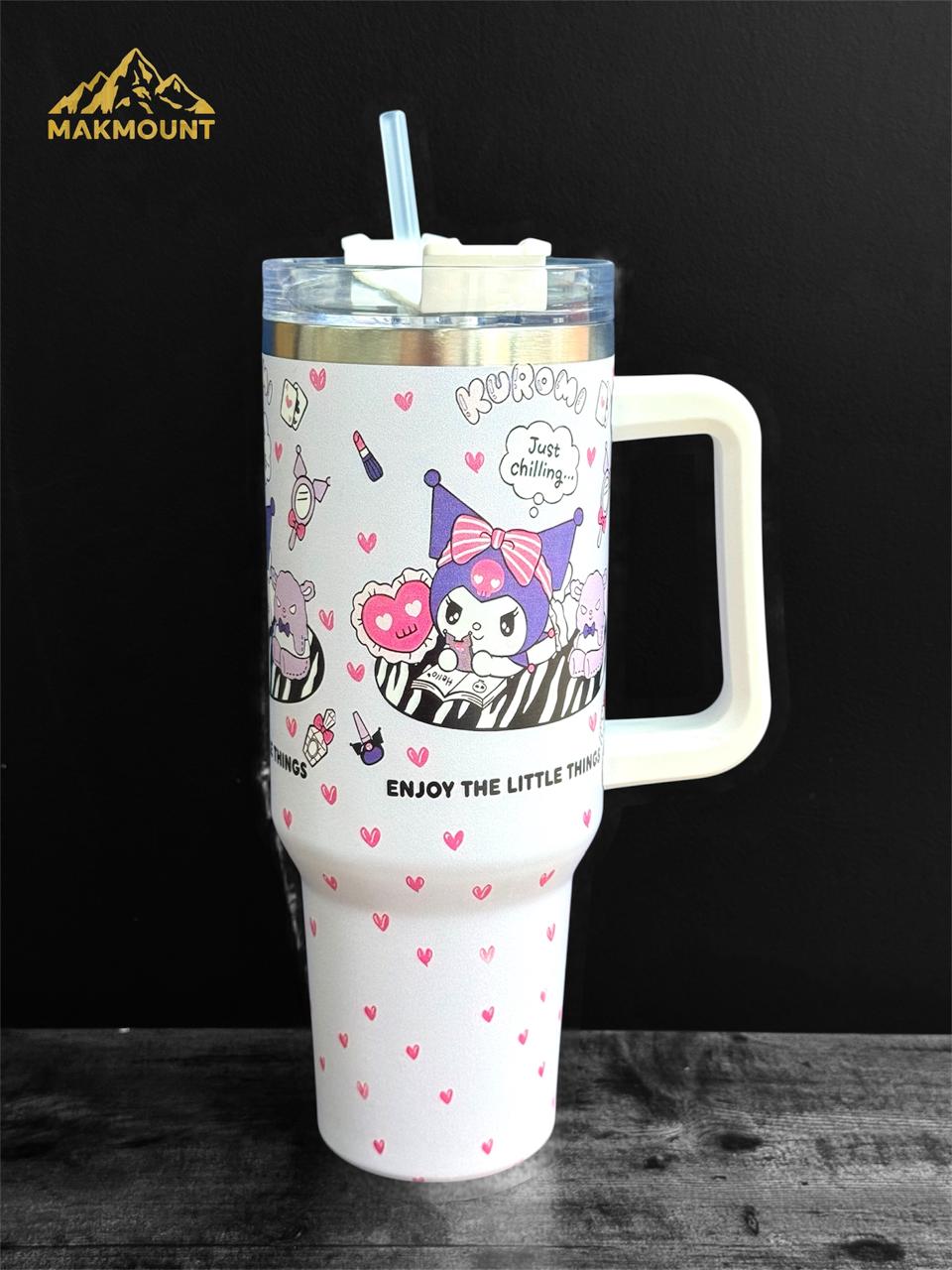 40oz Stainless Steel Tumbler with Handle & Straw – Insulated Travel Mug, Stanley Dupe Quality