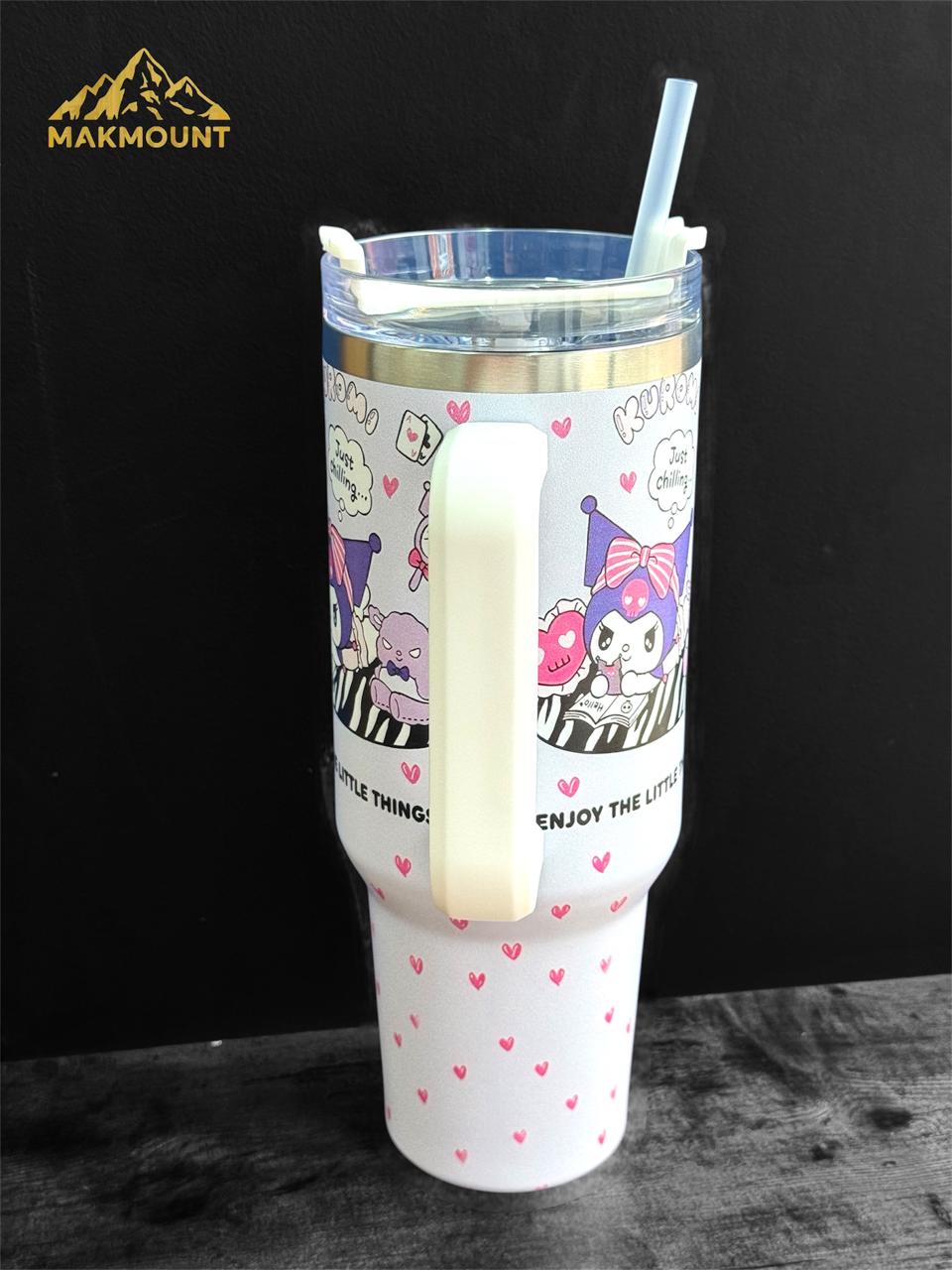 40oz Stainless Steel Tumbler with Handle & Straw – Insulated Travel Mug, Stanley Dupe Quality
