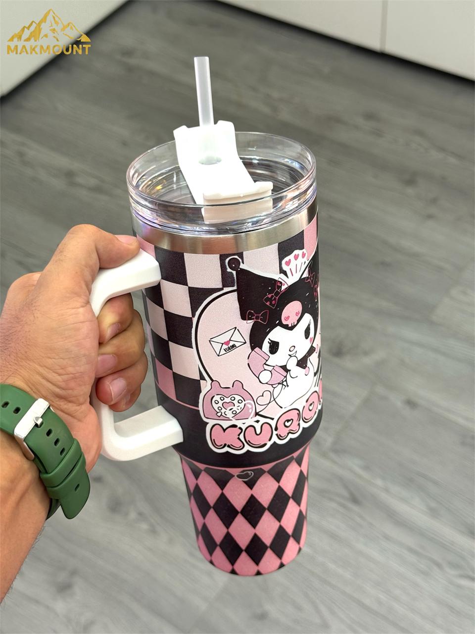 40oz Stainless Steel Tumbler with Handle & Straw – Insulated Travel Mug, Stanley Dupe Quality