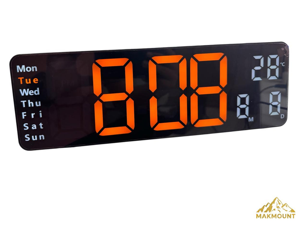 12'' LED Digital Wall Clock – Large Display with Temperature, Date, Day &amp; Alarm + Remote Control