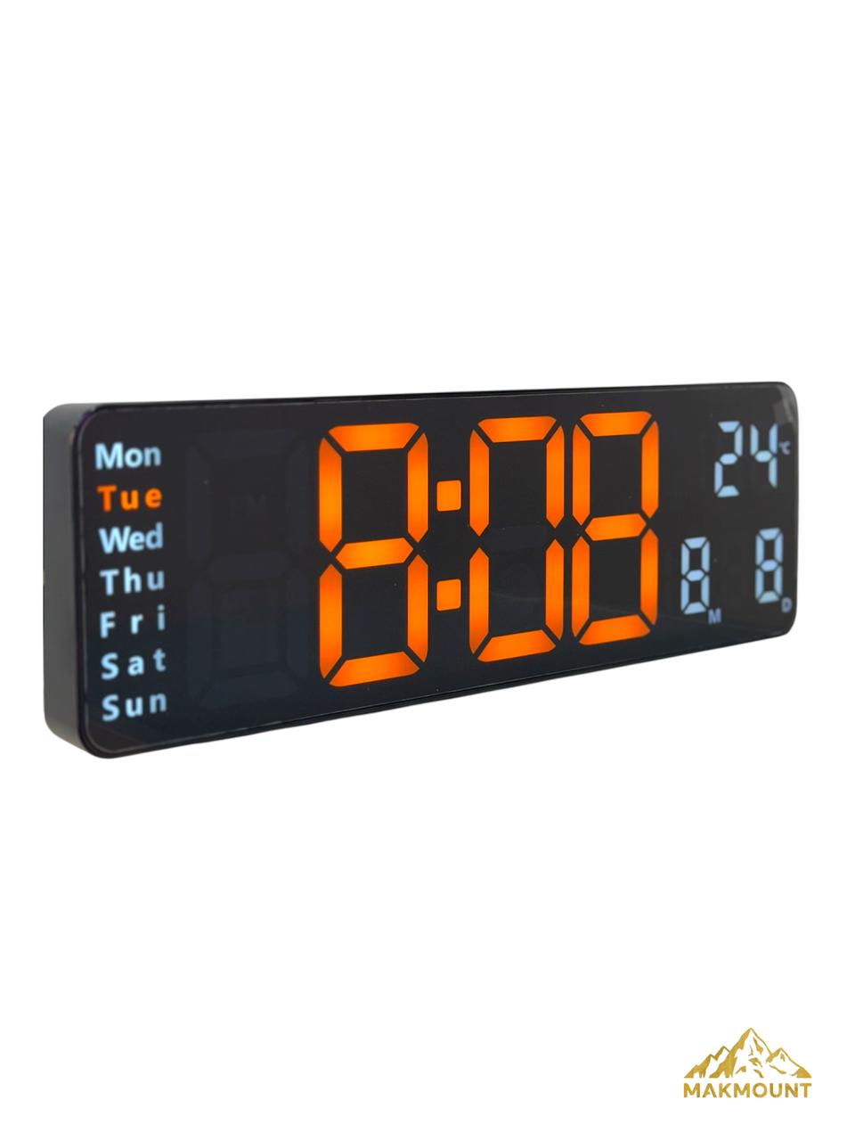 12'' LED Digital Wall Clock – Large Display with Temperature, Date, Day &amp; Alarm + Remote Control