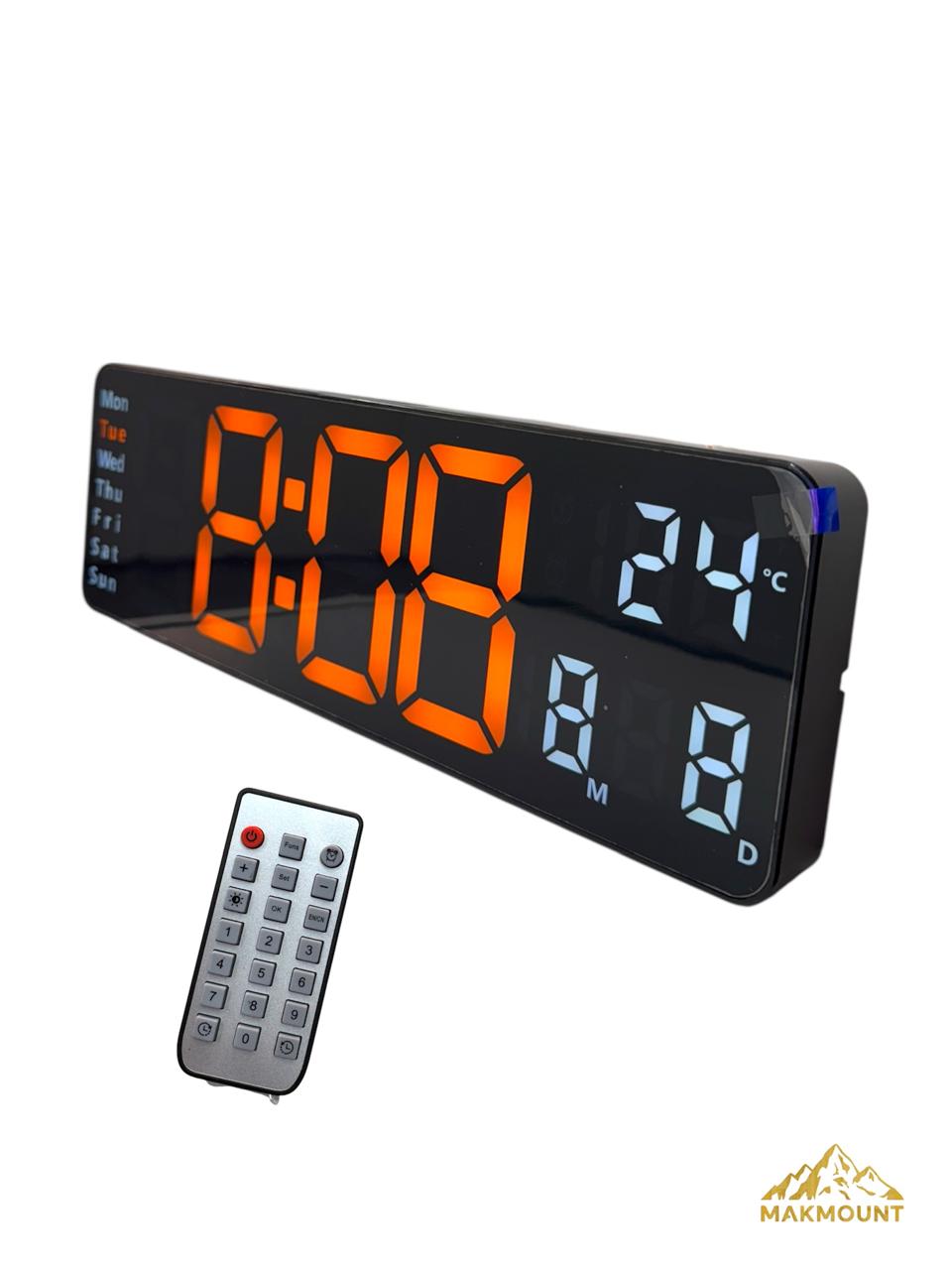 12'' LED Digital Wall Clock – Large Display with Temperature, Date, Day &amp; Alarm + Remote Control