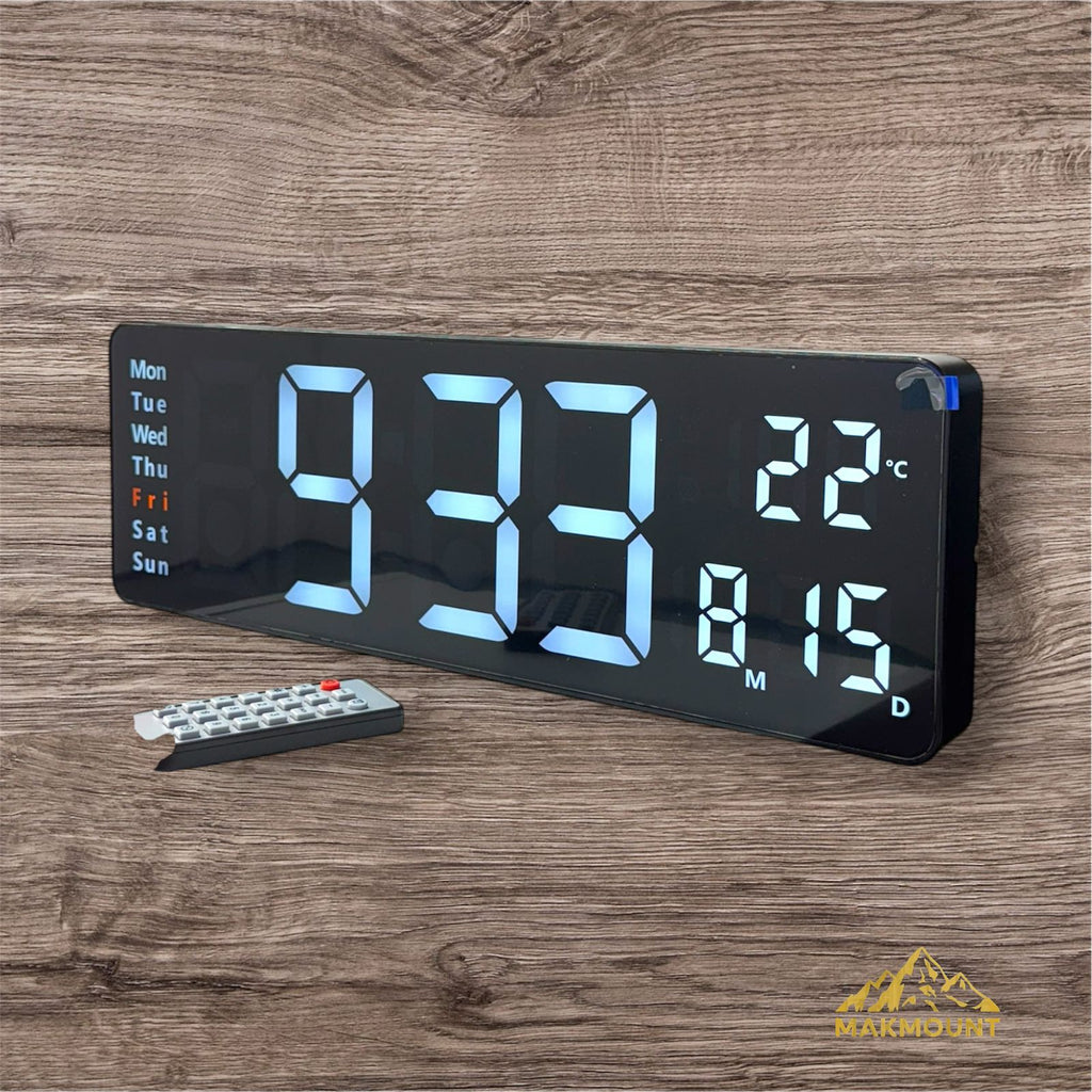 16'' LED Digital Wall Clock – Large Display with Temperature, Date, Day &amp; Alarm + Remote Control