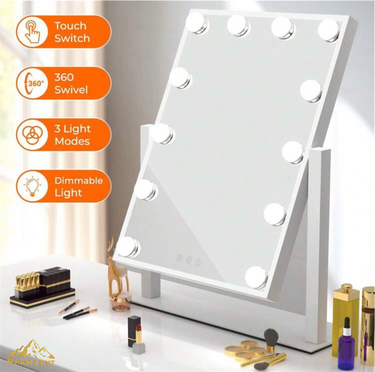 Hollywood Mirror Vanity Makeup Mirror with 12 LED Lights – LED Dressing Table Mirror