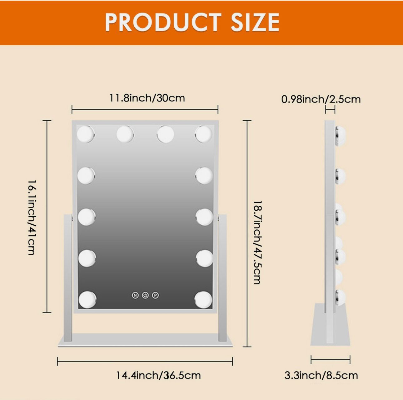 Hollywood Mirror Vanity Makeup Mirror with 12 LED Lights – LED Dressing Table Mirror