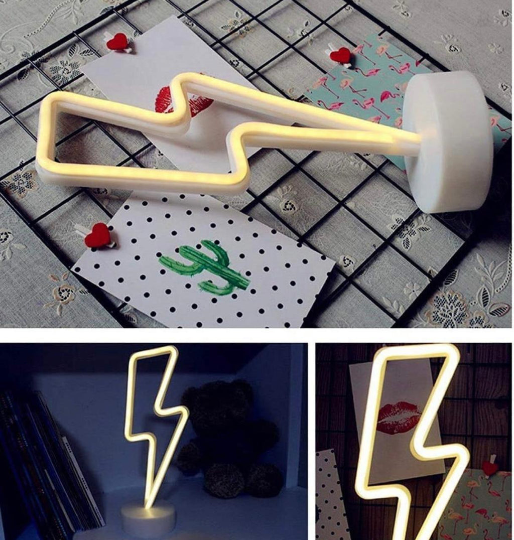 Lightning Bolt LED Neon Night Light Lamp Bedroom Decoration Home Decor USB Battery Powered