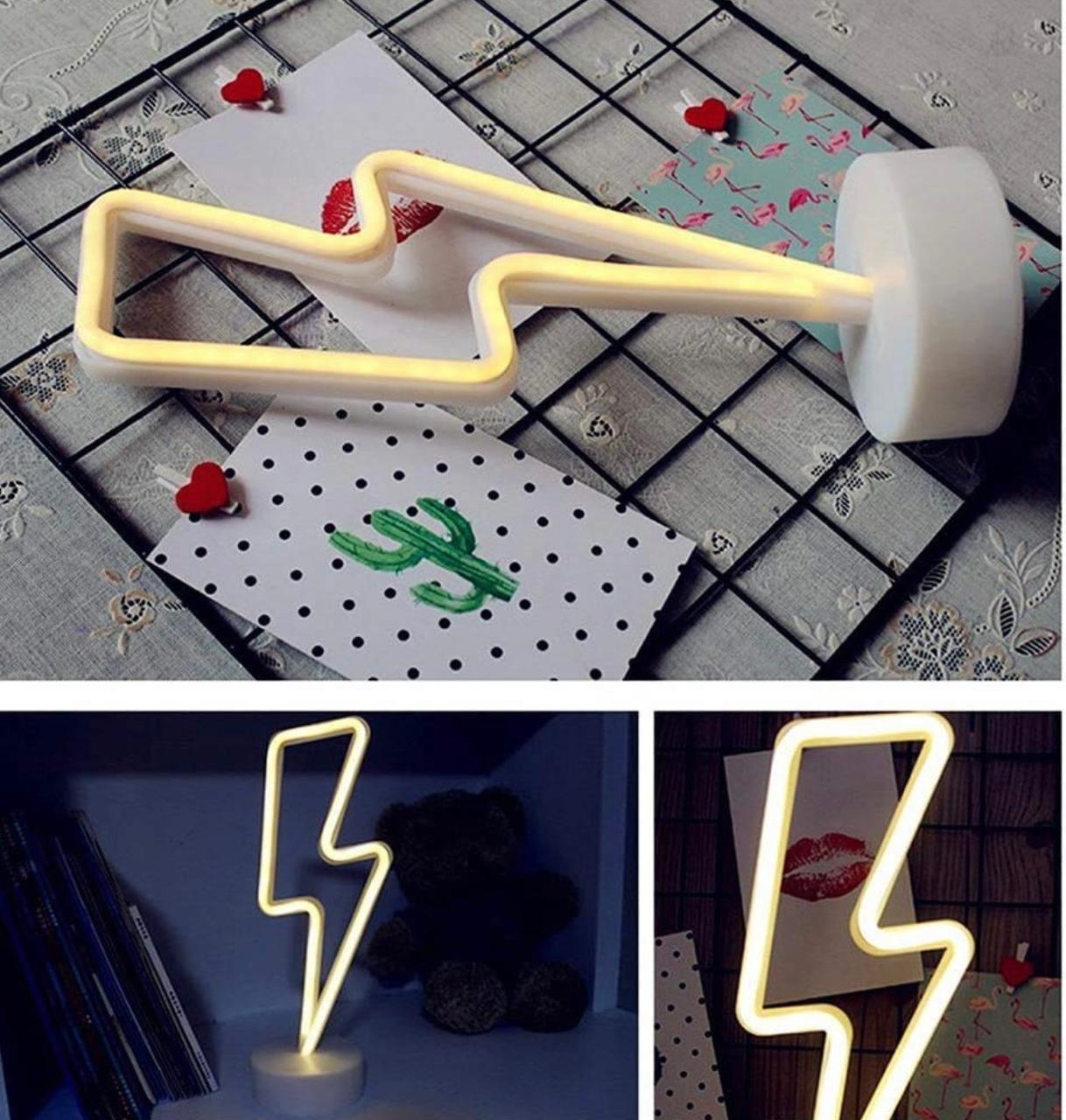 Lightning Bolt LED Neon Night Light Lamp Bedroom Decoration Home Decor USB Battery Powered