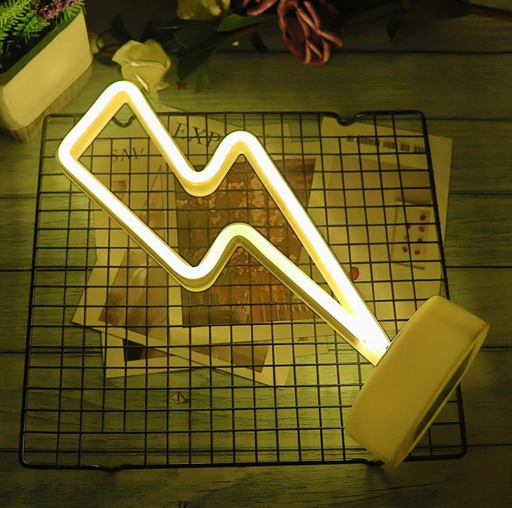 Lightning Bolt LED Neon Night Light Lamp Bedroom Decoration Home Decor USB Battery Powered