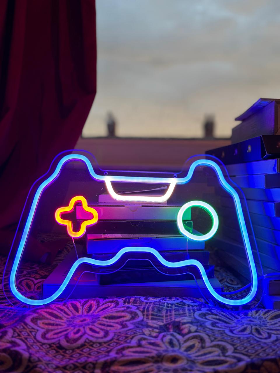 Gamepad Neon Sign LED Light – Game Controller Wall Decor for Gamer Room, Bedroom & Boys Gift