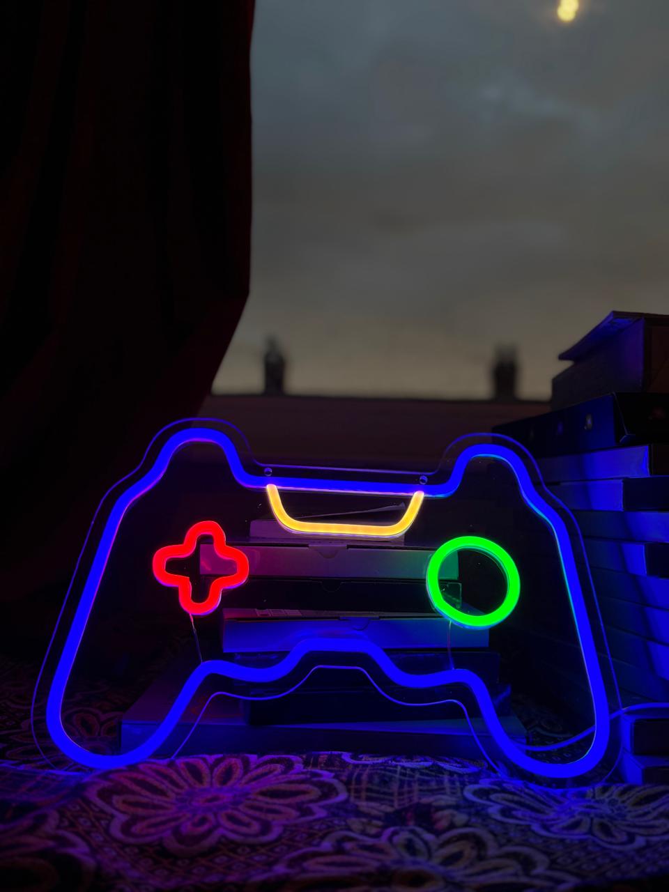 Gamepad Neon Sign LED Light – Game Controller Wall Decor for Gamer Room, Bedroom & Boys Gift