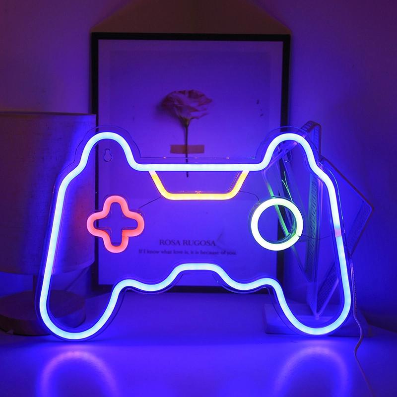 Gamepad Neon Sign LED Light – Game Controller Wall Decor for Gamer Room, Bedroom & Boys Gift