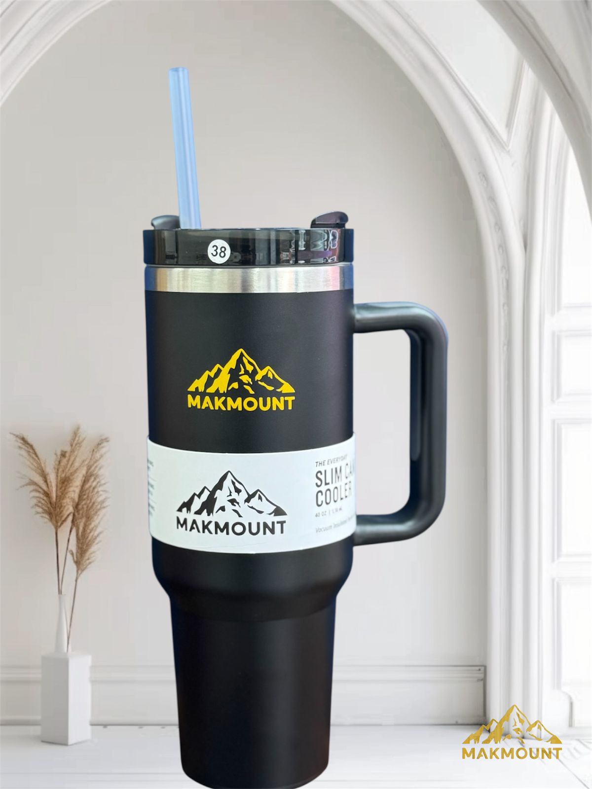 Makmount 40oz Stainless Steel Tumbler with Handle & Straw – Insulated Travel Mug, Stanley Dupe Quality