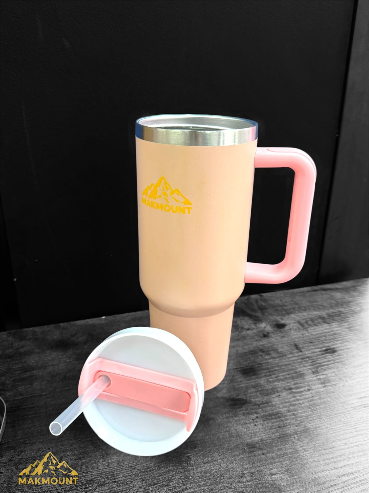 Makmount 40oz Stainless Steel Tumbler with Handle & Straw – Insulated Travel Mug, Stanley Dupe Quality