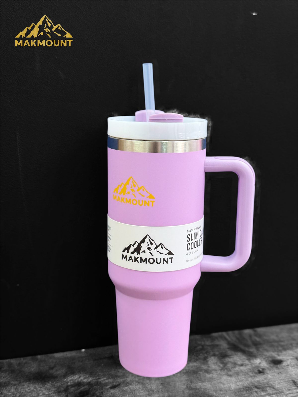 Makmount 40oz Stainless Steel Tumbler with Handle & Straw – Insulated Travel Mug, Stanley Dupe Quality