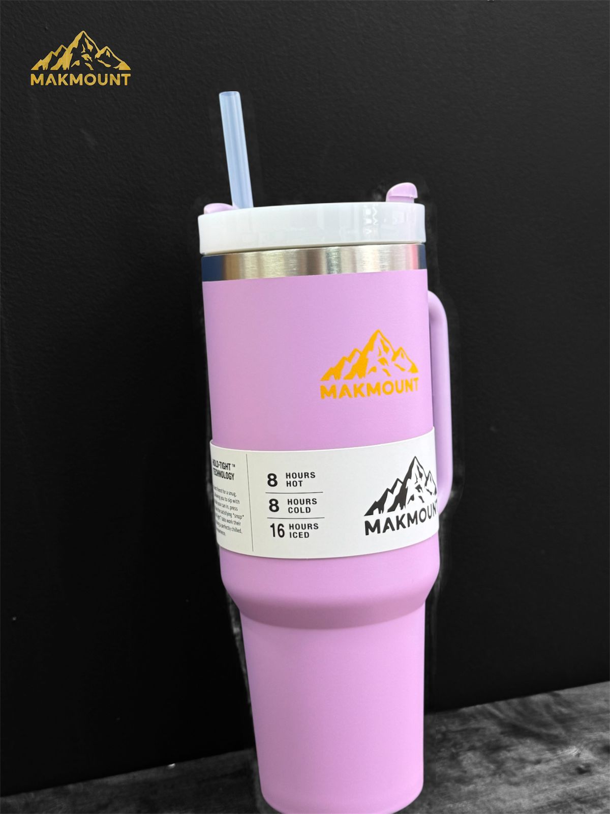 Makmount 40oz Stainless Steel Tumbler with Handle & Straw – Insulated Travel Mug, Stanley Dupe Quality
