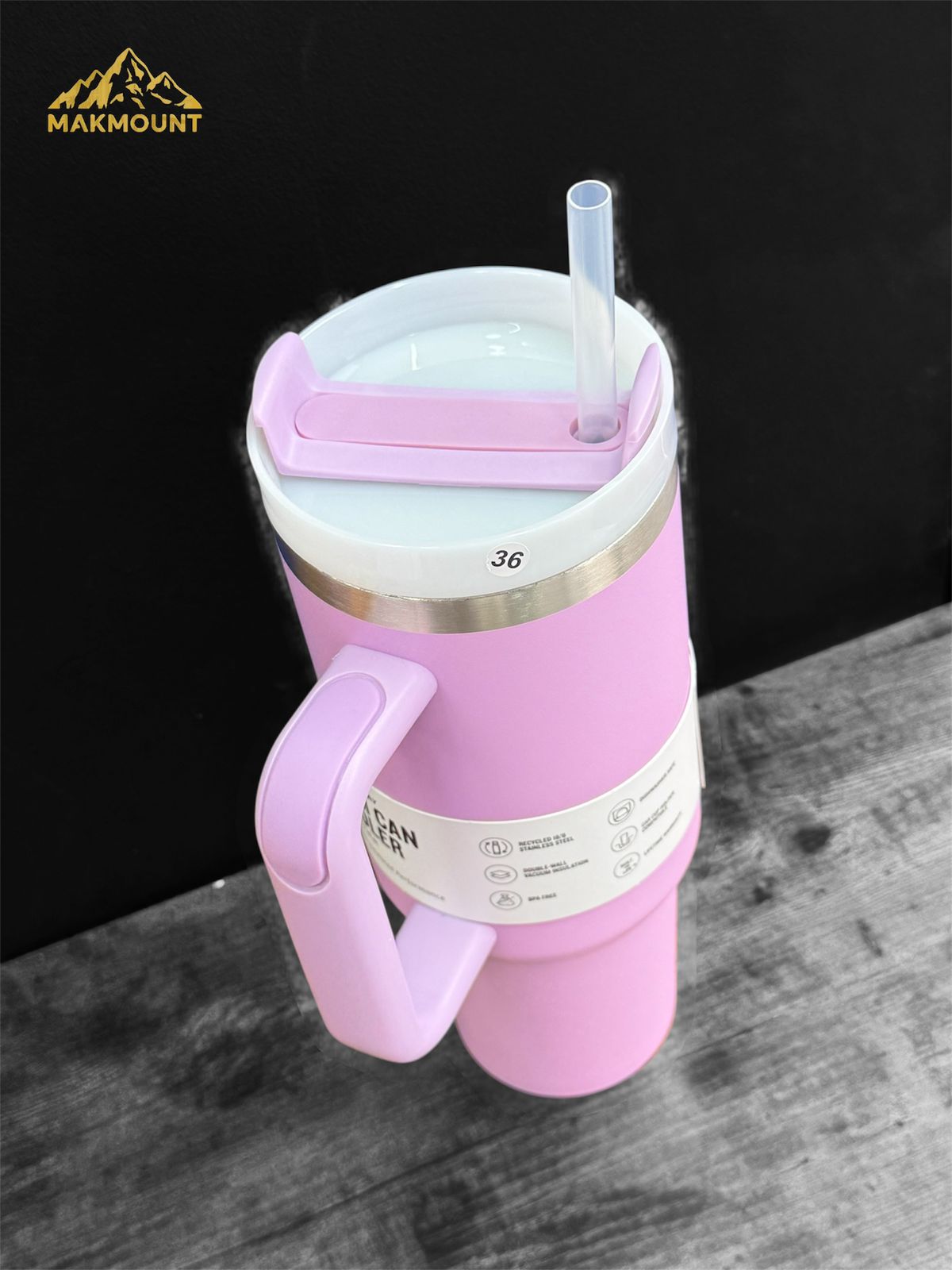 Makmount 40oz Stainless Steel Tumbler with Handle & Straw – Insulated Travel Mug, Stanley Dupe Quality