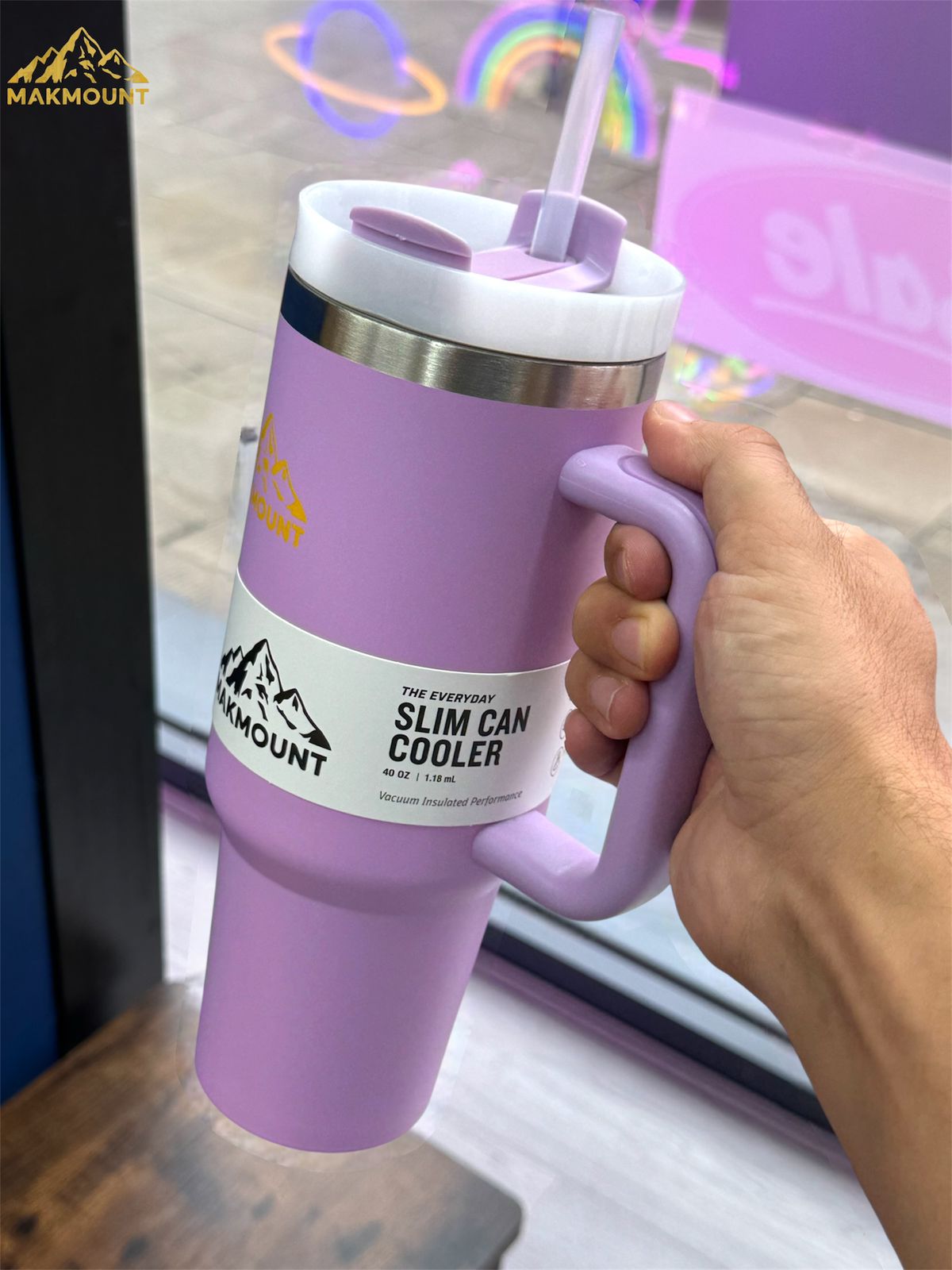 Makmount 40oz Stainless Steel Tumbler with Handle & Straw – Insulated Travel Mug, Stanley Dupe Quality