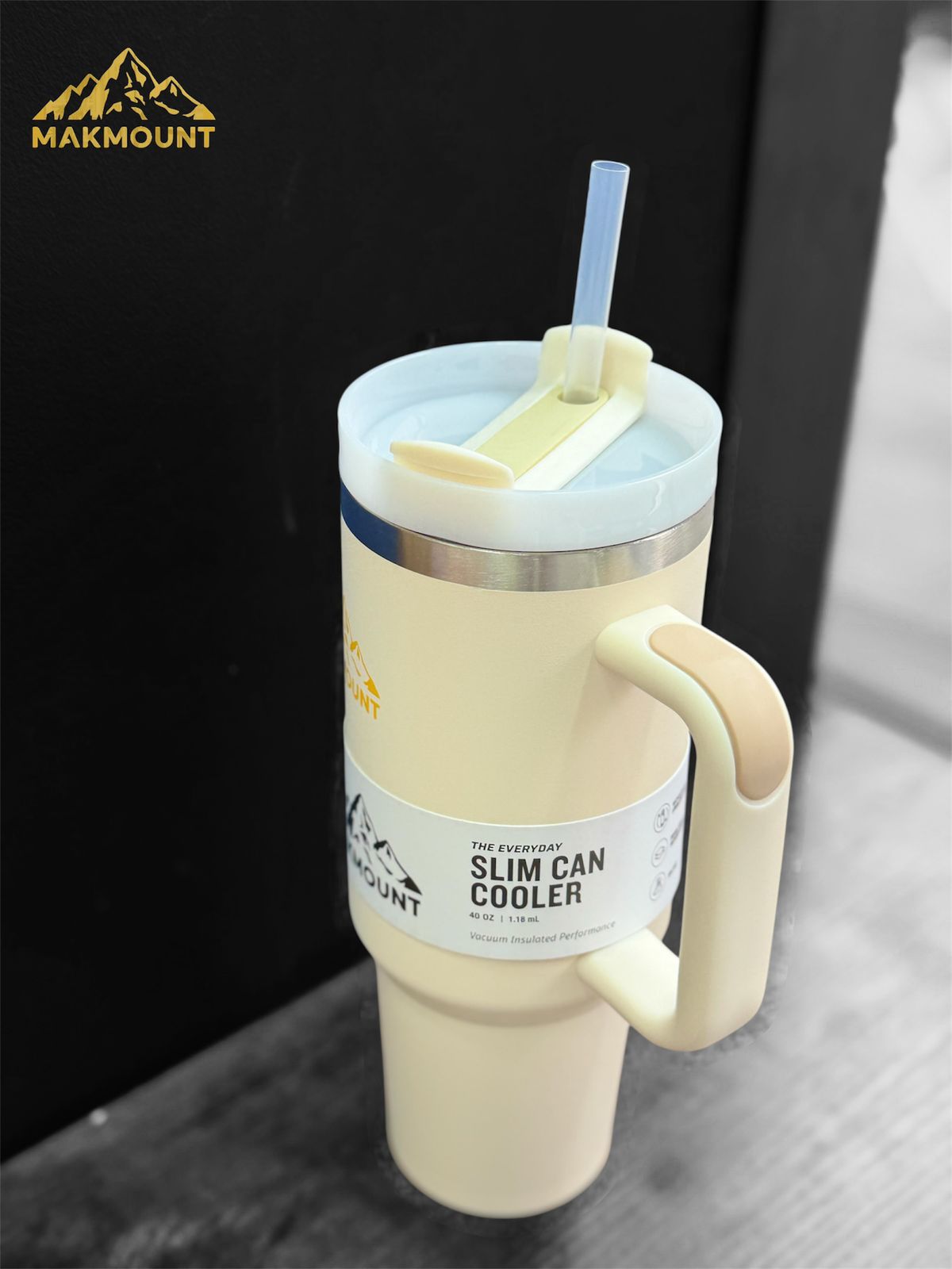 Makmount 40oz Stainless Steel Tumbler with Handle & Straw – Insulated Travel Mug, Stanley Dupe Quality