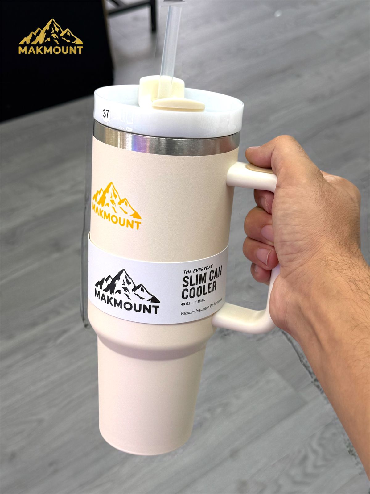 Makmount 40oz Stainless Steel Tumbler with Handle & Straw – Insulated Travel Mug, Stanley Dupe Quality