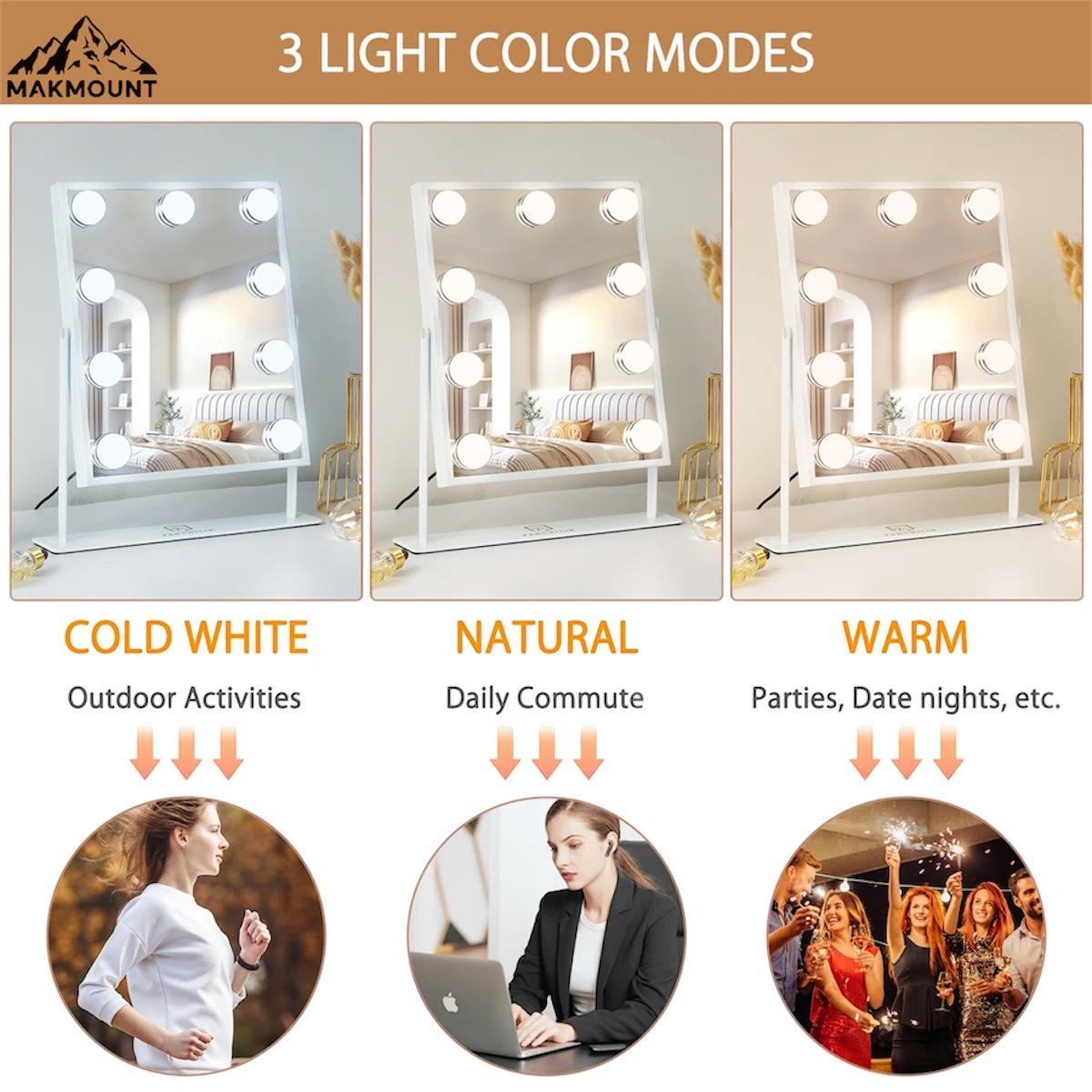 Hollywood Mirror Vanity Make Up Mirror with 9 Lights LED Dressing Table Mirror