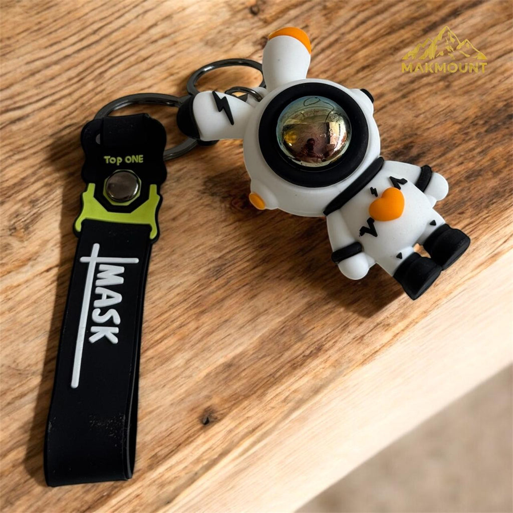 Astronaut Keychain 3D Rubber Keychain Keyring for Backpack Car/House Keys