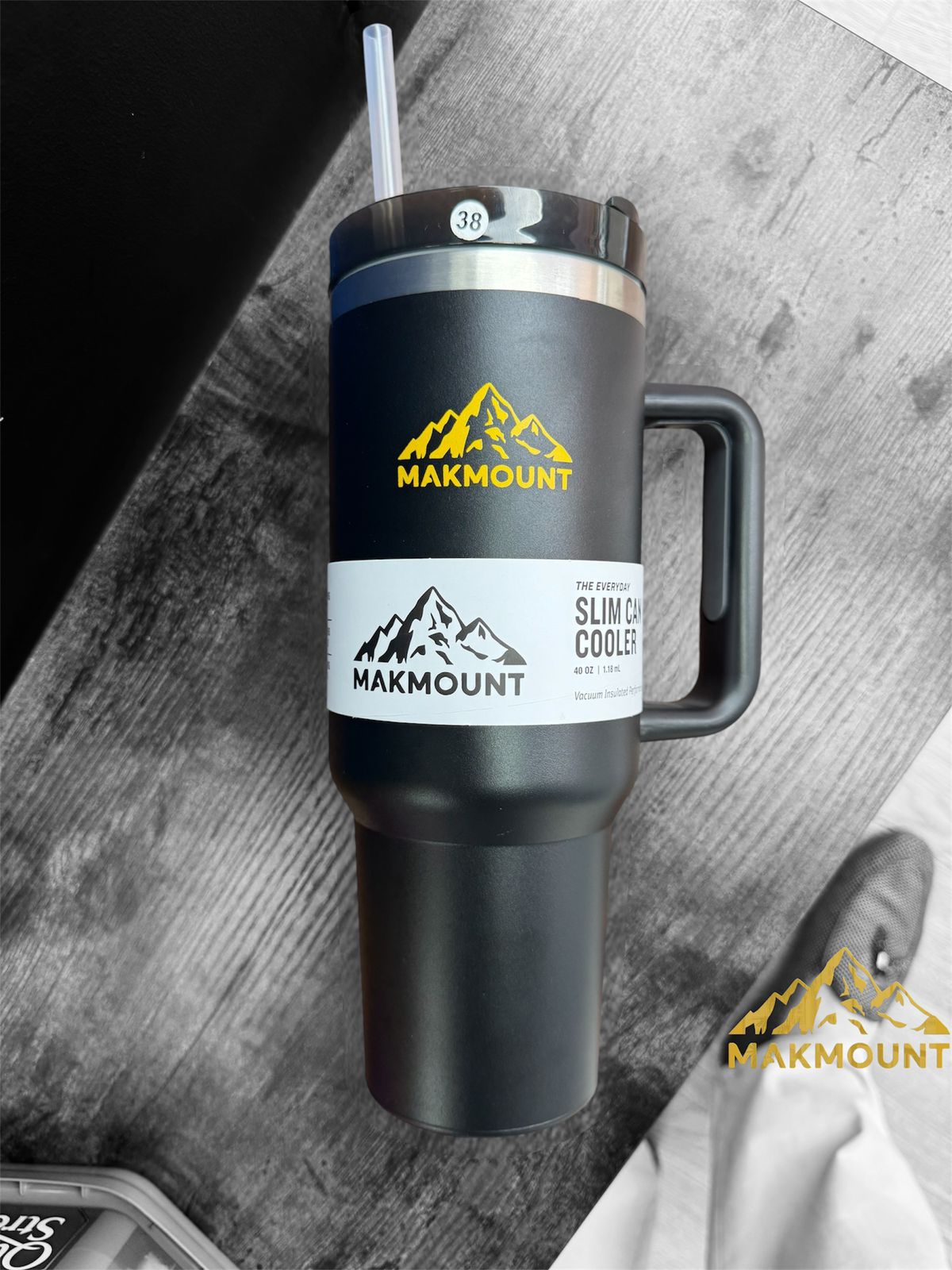Makmount 40oz Stainless Steel Tumbler with Handle & Straw – Insulated Travel Mug, Stanley Dupe Quality