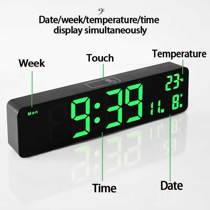10'' LED Digital Wall Clock – Large Display with Temperature, Date, Day & Alarm