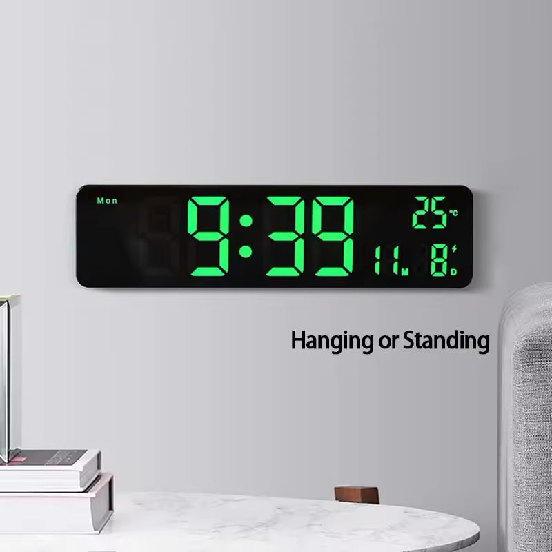 10'' LED Digital Wall Clock – Large Display with Temperature, Date, Day & Alarm